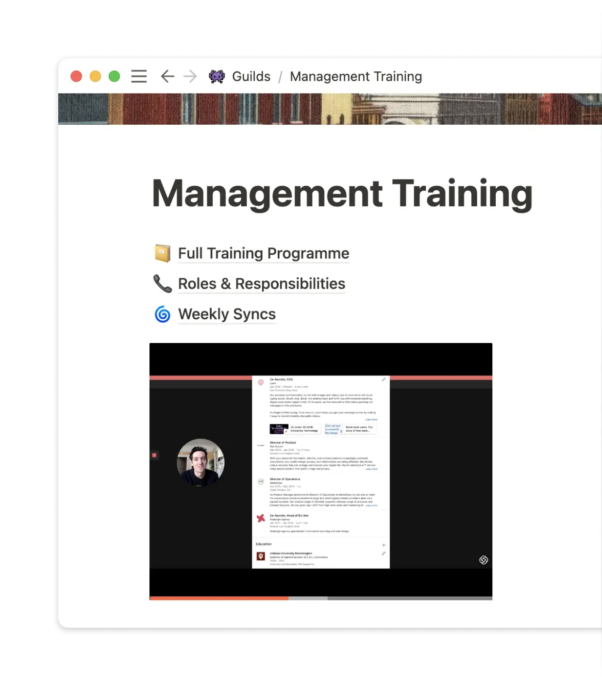 Once, new projects like the iTech's internal manager training doc would have required multiple different tools. Now, they live solely on Notion.